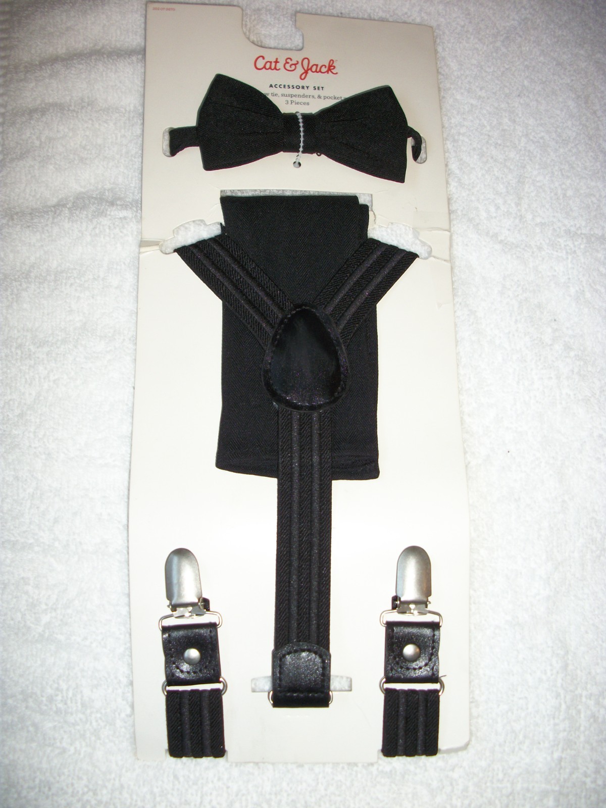 Cat & Jack Boys Bow Tie Suspender Set Handkerchief Black Adjustable Elastic *NWT