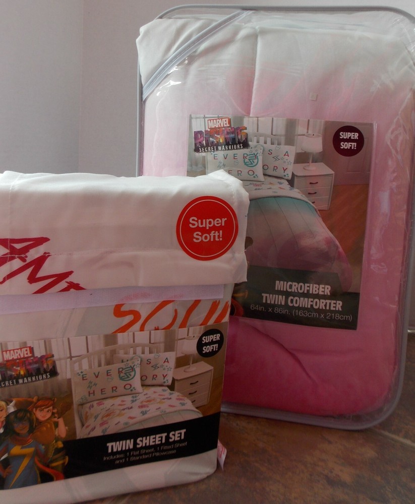 NEW Marvel Rising Secret Warriors TWIN Reversible Comforter + Sheet Set ~ 5 Pc