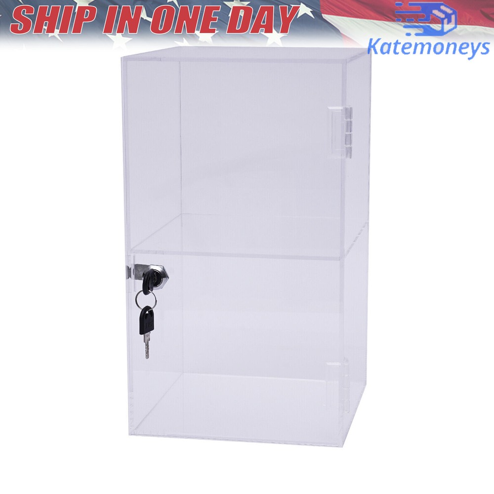 2-layers Countertop Display Case 20*20*35cm Locking Security Showcase Cabinet US