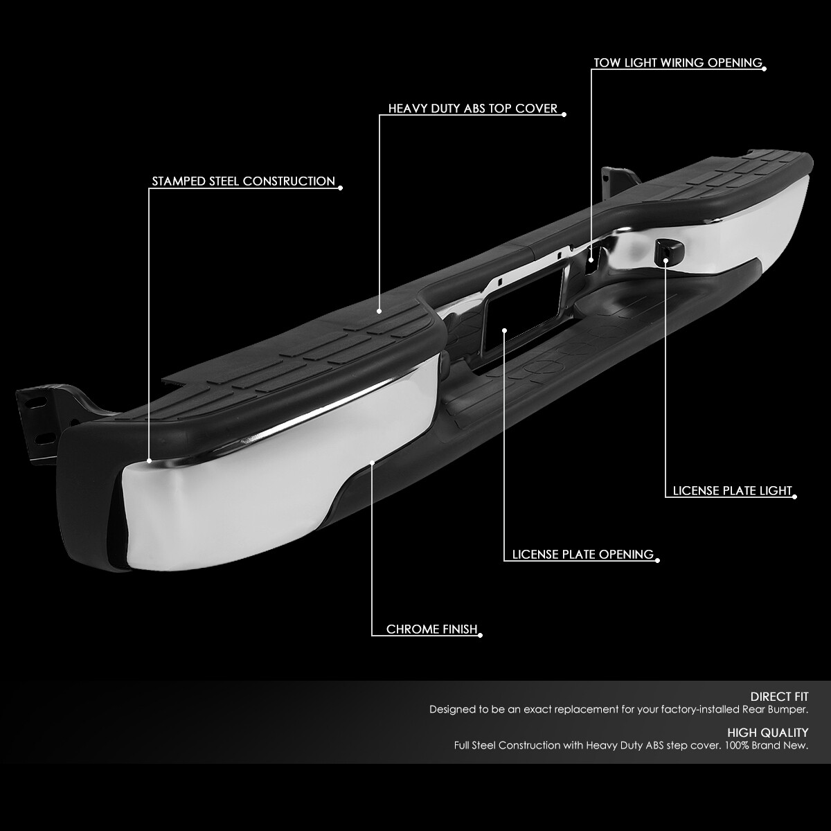 For 99-07 Chevy Silverado GMC Sierra 1500 2500 Steel Rear Step Bumper Assembly