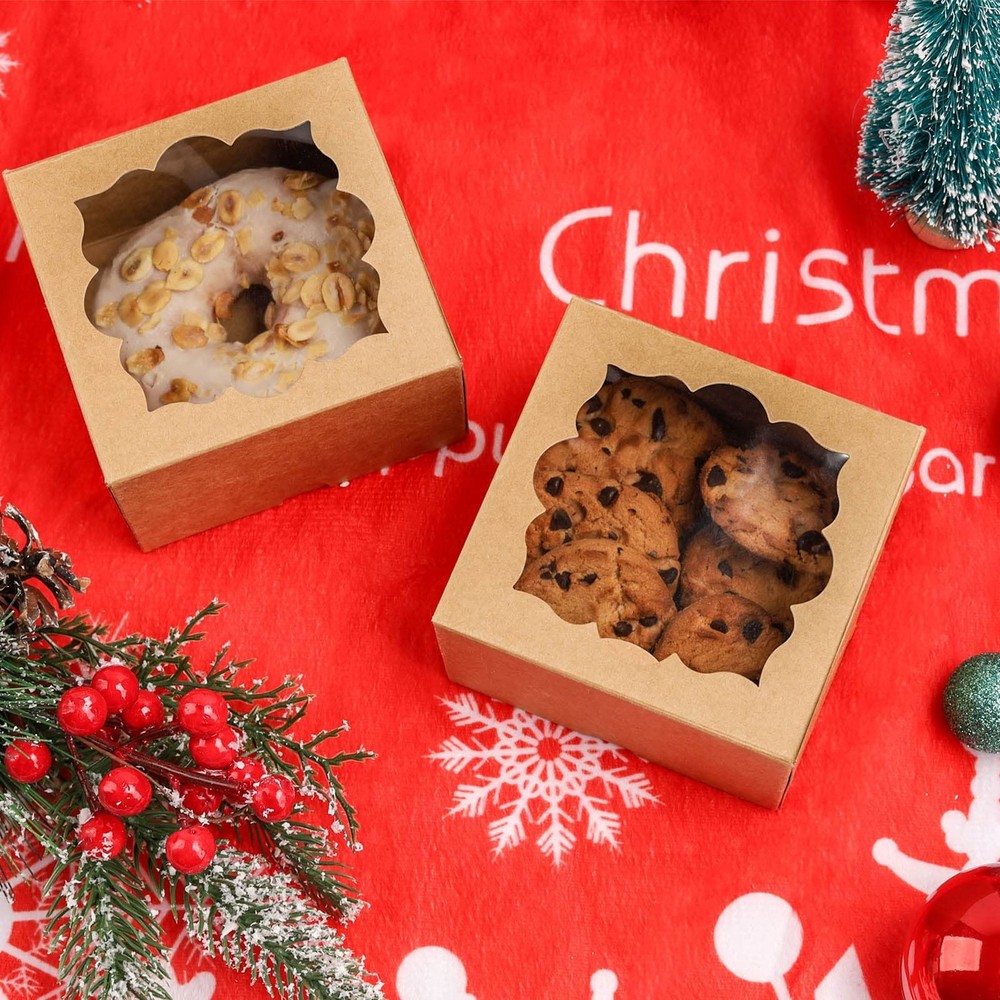 50pcs Cookie Boxes with Window Bakery Boxes Small Treat Boxes Mini Pie Boxes ...