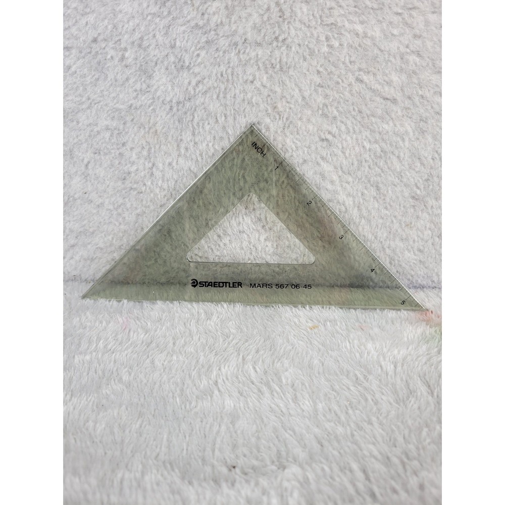 STAEDTLER MARS 567 06-45 45 Degree Drafting Triangle Ruler Clear Plastic
