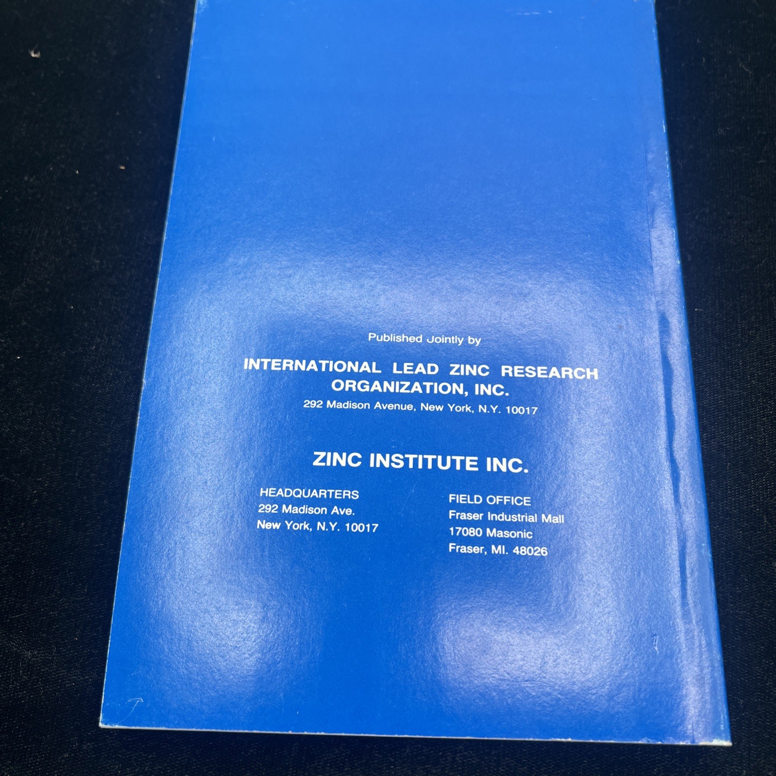 Engineering Properties For Zinc Alloy Paperback Book 2nd Edition 1981 Die Cast