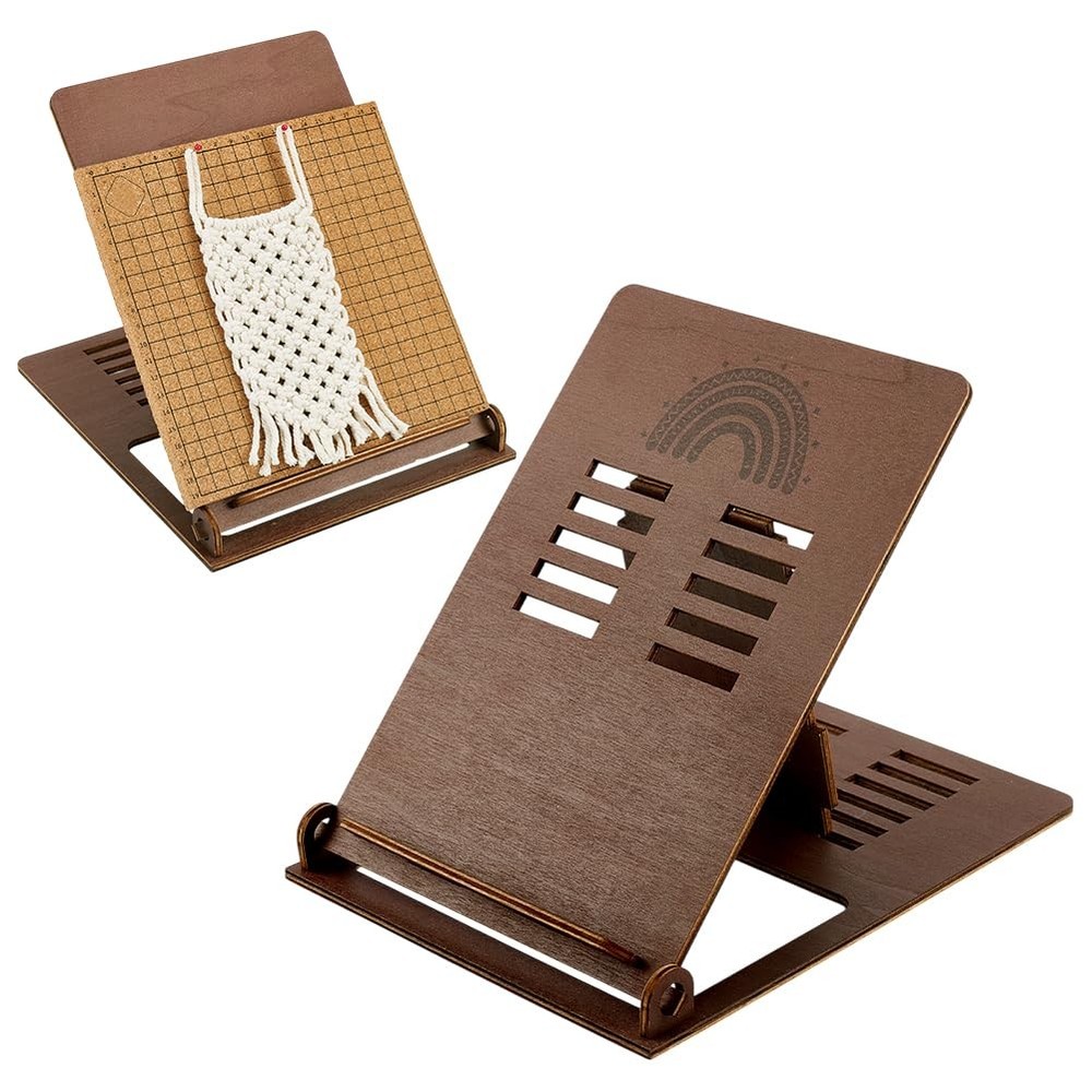 Desk Macrame Stand Wooden Macrame Kit Foldable Macrame Holder Adjustable Macr...
