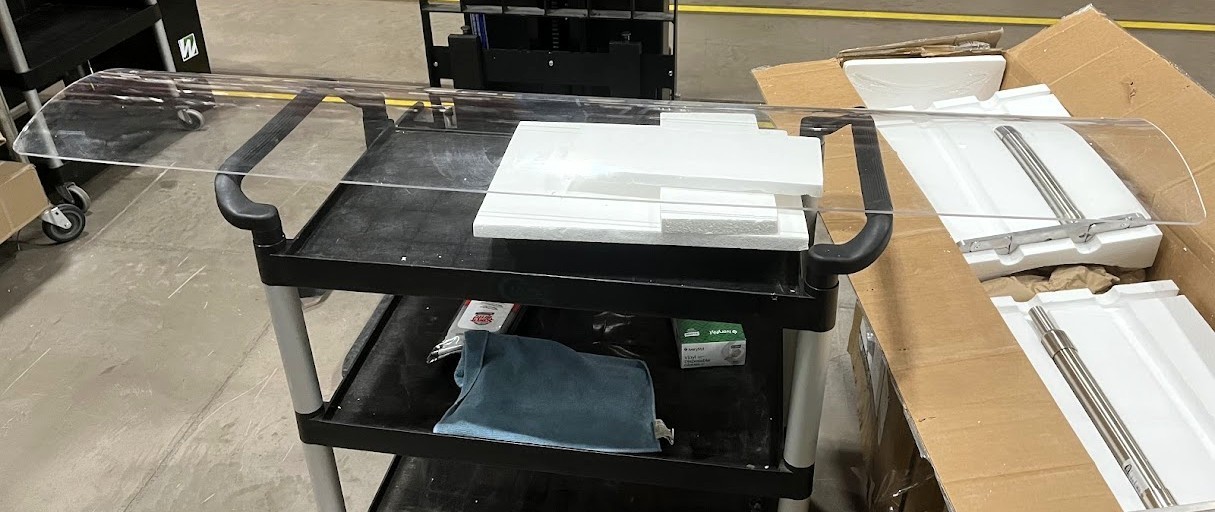 Hatco Flav-R-Shield 72" x 14" 1-Bay Portable Curved Acrylic Sneeze Guard