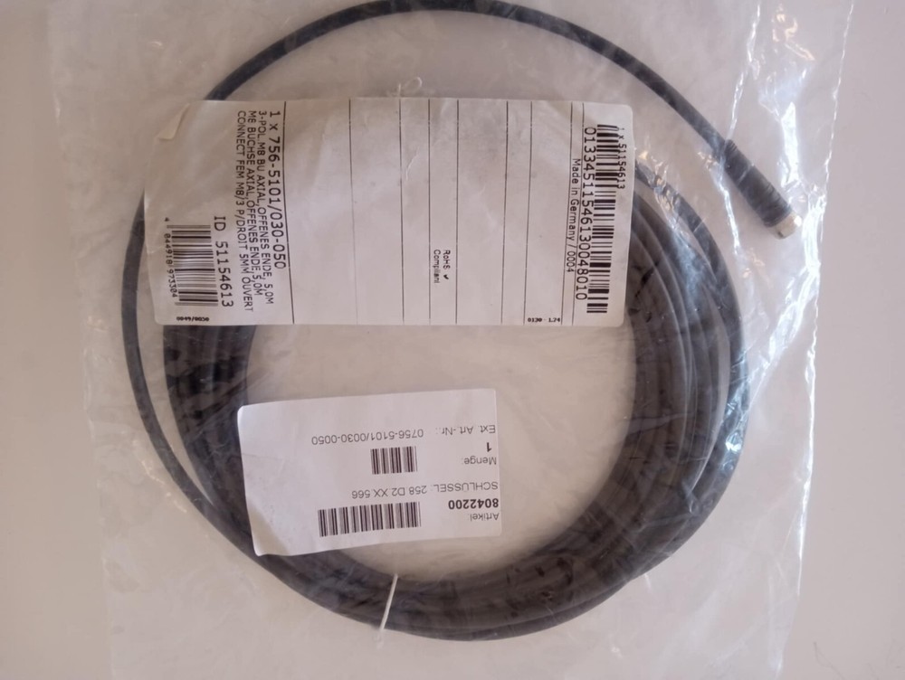 WAGO 756-5101/030-050 Sensor/Actuator cable; M8 socket; straight; 3-pole;