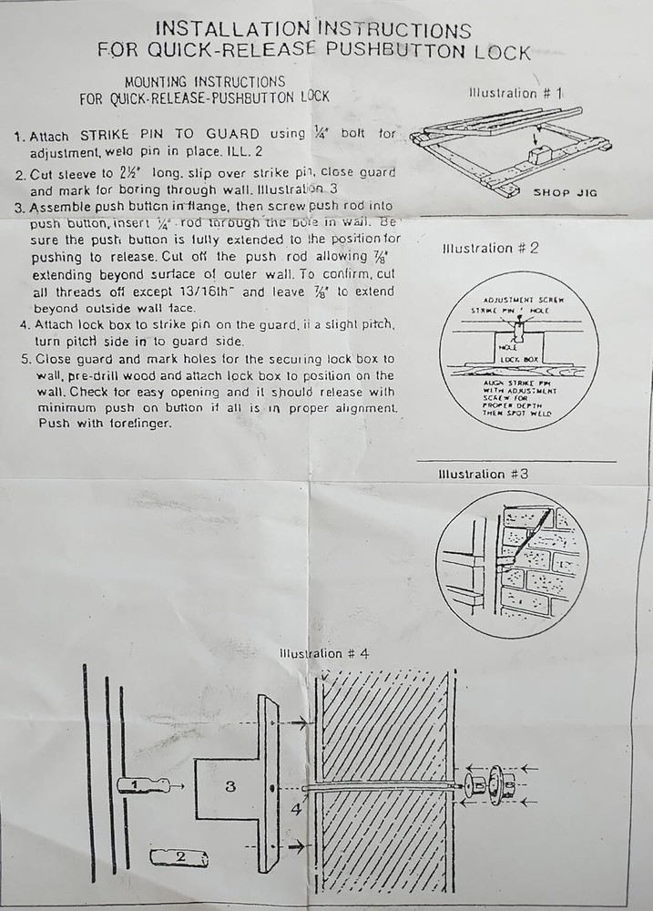 Deluxe Fire Exit (Push Button Release) for Window Guards, Unpainted