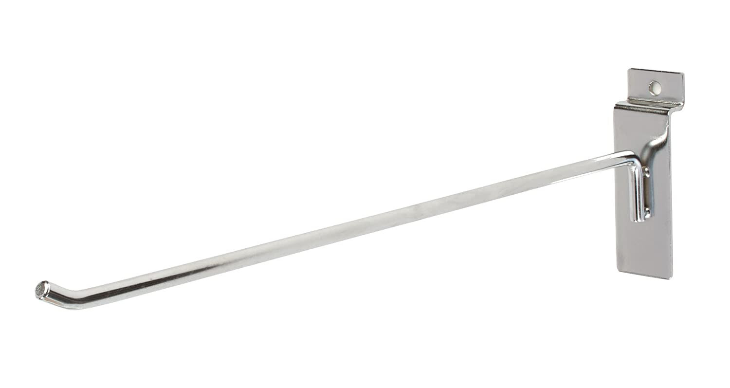 100 Chrome 12" Slatwall Peg Hooks Slat Wall Retail Display 6 mm Diameter Tubing