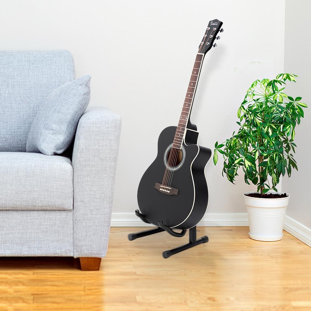 Glarry 40" Cutaway Folk Guitar Bundle 6 Steel Strings with Beginner Kit Black