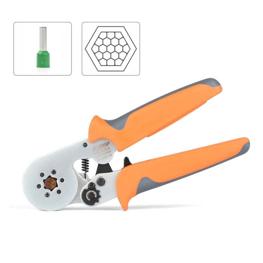 iCrimp Wire Ferrule Crimping Tool, Hexagonal Crimp Profile, Orange