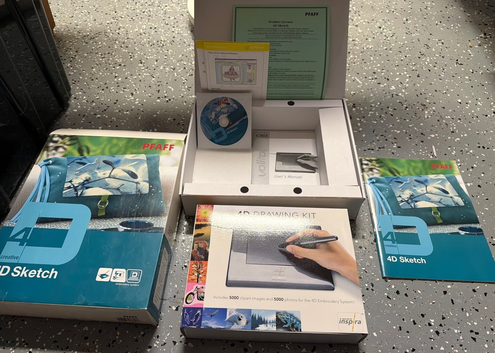 PFAFF 4D SKETCH CREATIVE EMBROIDERY SYSTEM SOFTWARE OPEN BOX