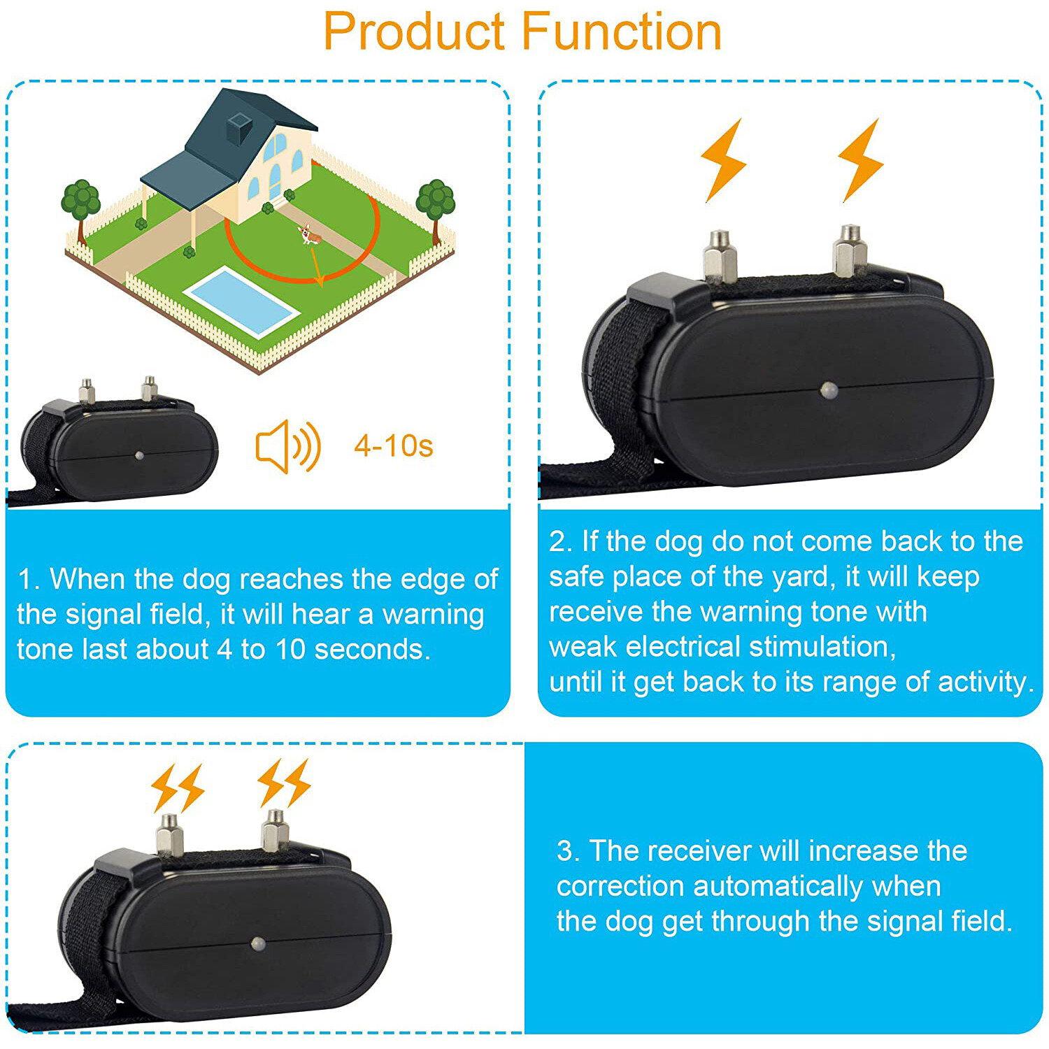 In-Ground Underground Waterproof Electric Dog Pet Fence System 2-3 Shock Collar