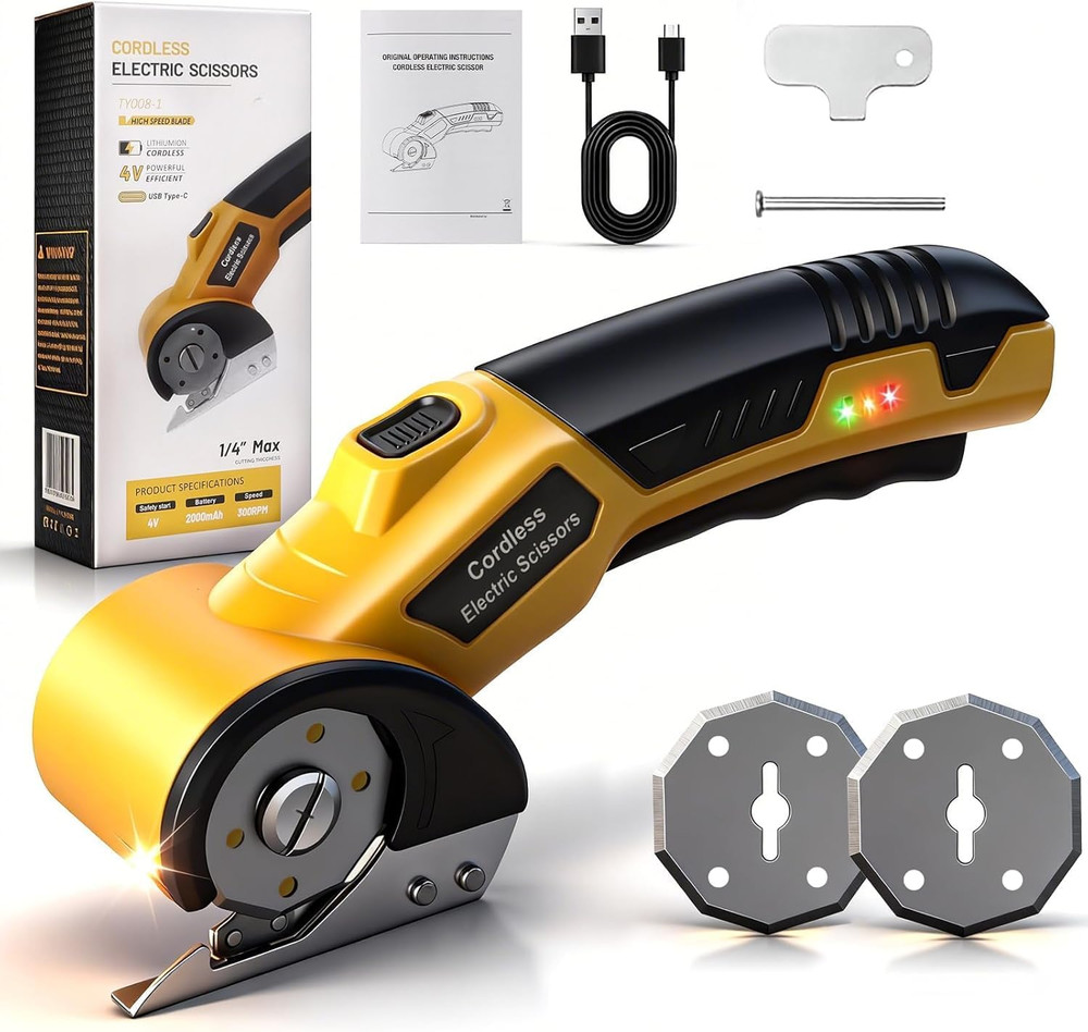 Electric Scissors, Cardboard Cutter, With LED Light, High-Efficiency Brushless