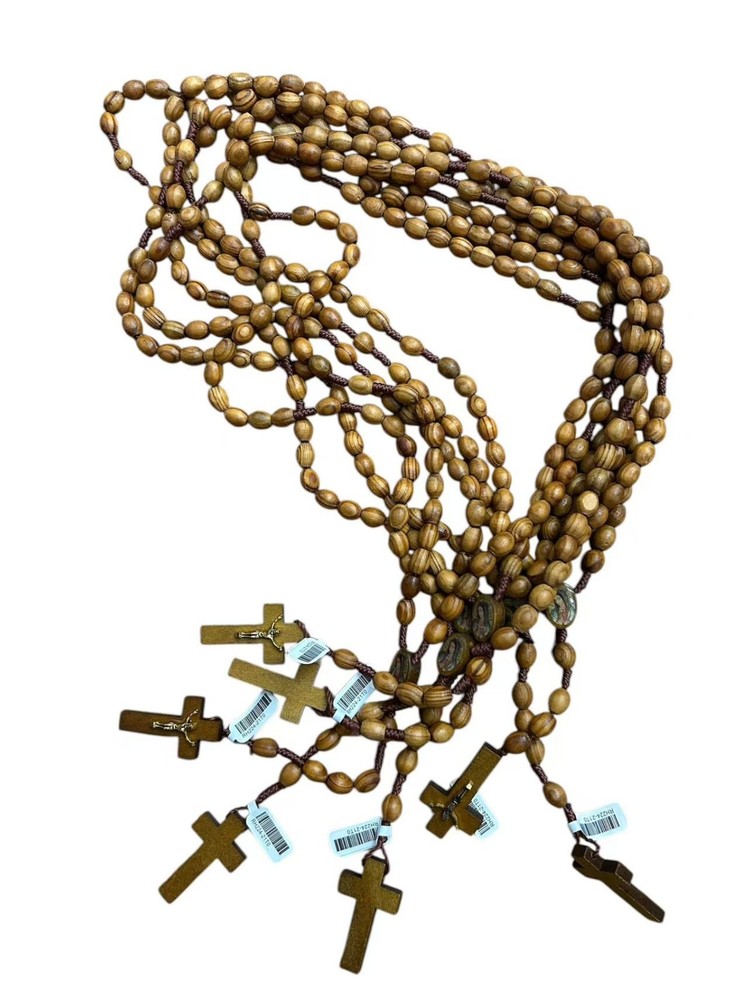 Lot Set of 12 Lady of Guadalupe wood rosary /Religious Favor/Baptism Favor