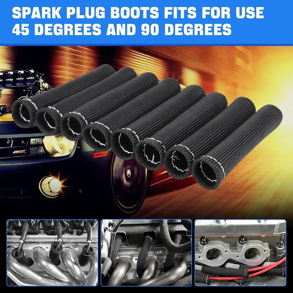 Spark Plug Wire Heat Shield Sleeve 2500°Spark Plug Boot Protector Wire Boot Wrap