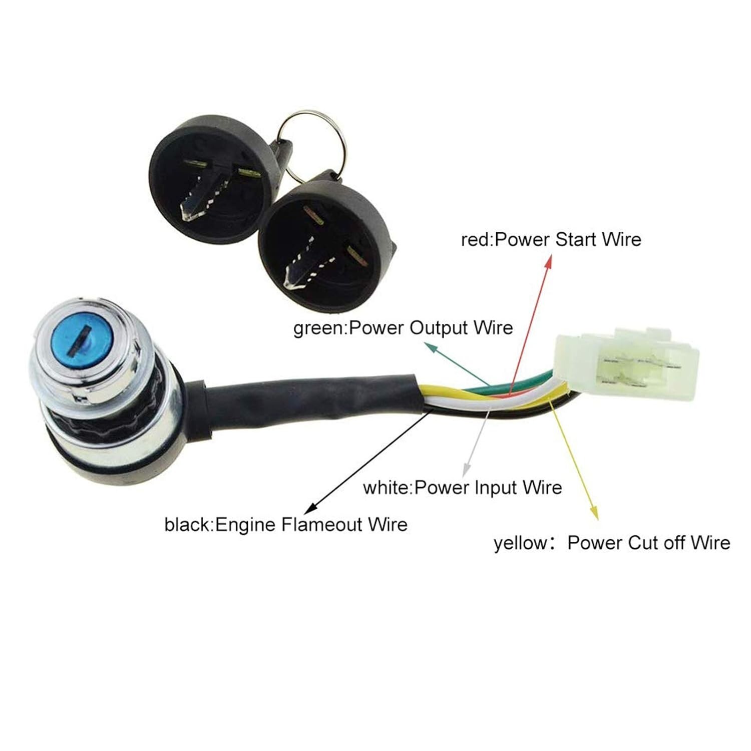 Ignition Key Switch Go Kart ATV UTV 5 Pin Wire Chinese 50cc 150cc 250cc Sunl