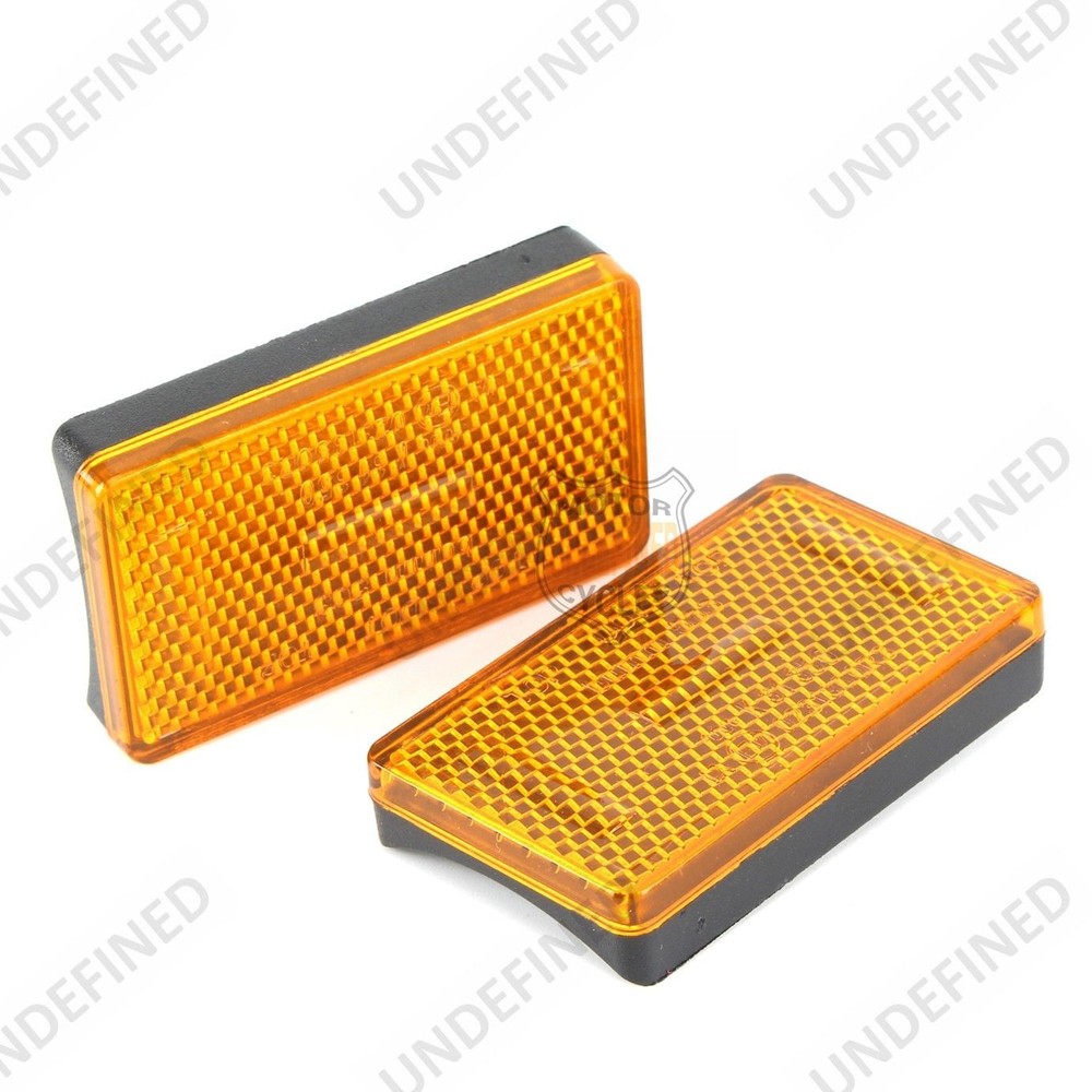 Pair Motorcycle ATV Reflector Bolt On Amber Rectangle Side Kit Marker Universal