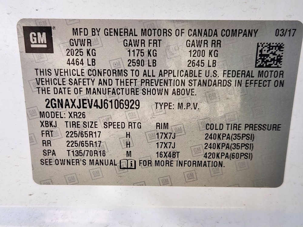 2018 Chevy Equinox 8" Display Screen and Control Panel