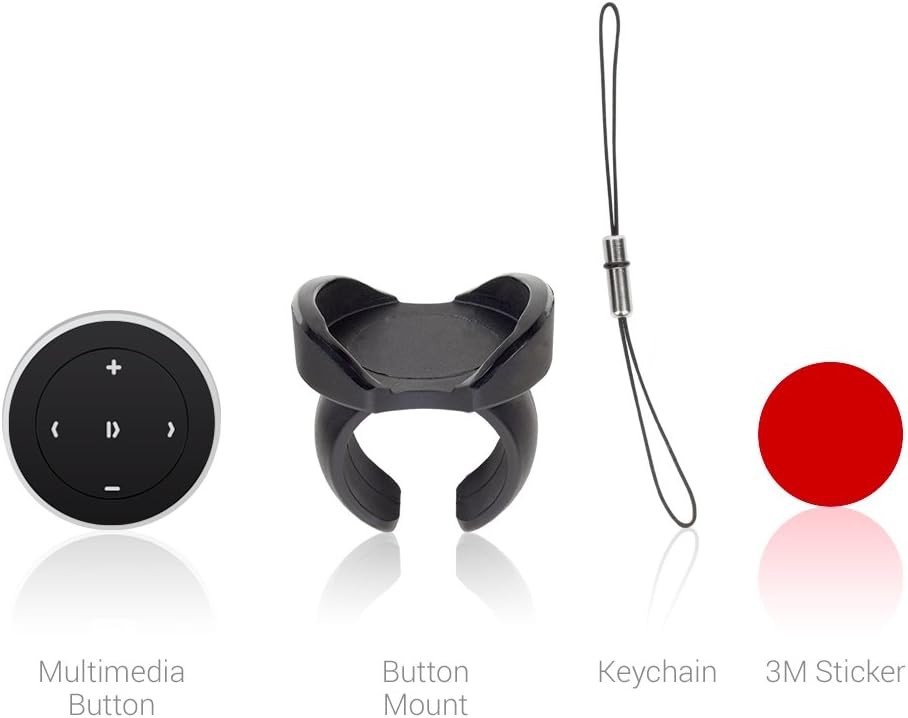 Bluetooth Media Button with Steering Wheel Mount, Wireless Music & Volume Con...