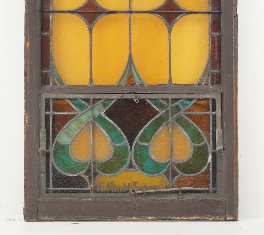 1900s Rectangular Leaded Stained Glass Church Window - R290696