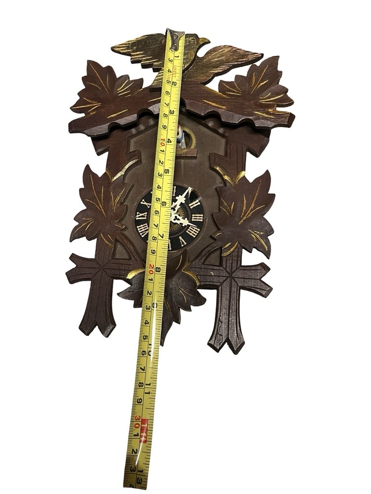 Vintage Germany 1 Day Black Forest Cuckoo Clock Bird Leafs EMPTY NO CLOCK