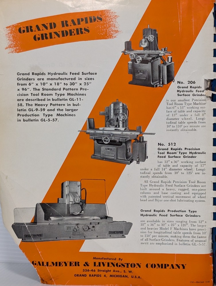 Gallmeyer + Livingston Grand Rapids Grinders Catalog, Operator Instructions