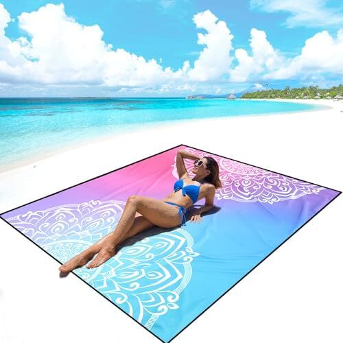 Beach Blanket Waterproof Sandproof Oversized 79" X 83" Lightweight Quick Drying