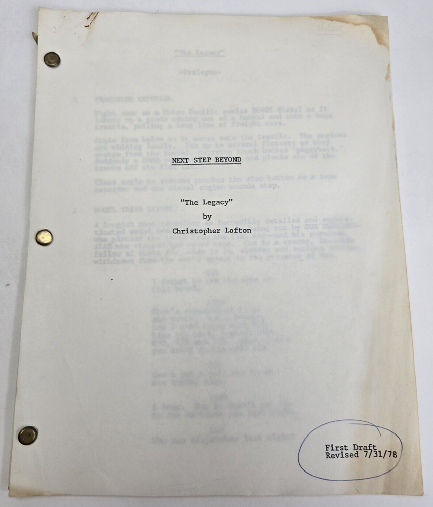 THE NEXT STEP BEYOND / Christopher Lofton 1978 TV Script, John Newland "Legacy"