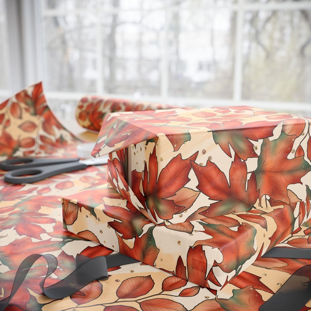 Autumn Fall Leaves Pattern Wrapping Papers