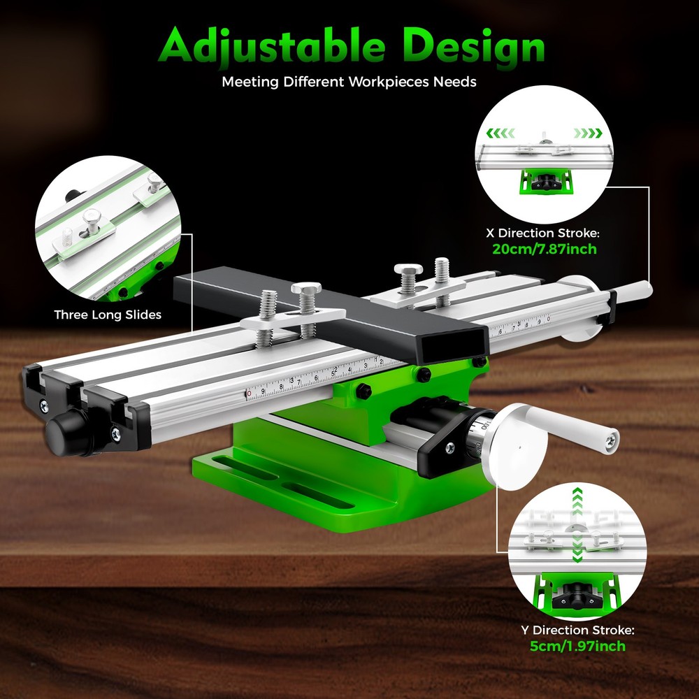 Cross Slide Drill Press Bench Axis Mill Machine Work Table Compound Vise Vice