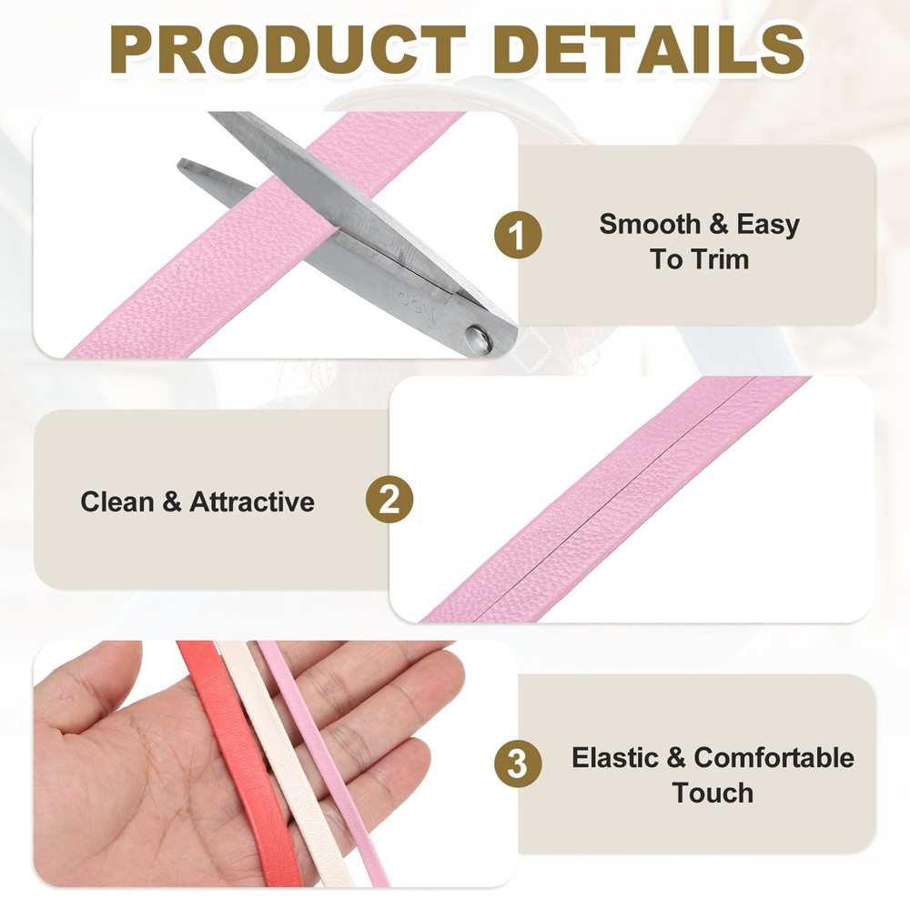 10mm Wide Flat Leather Cord String Leather Trimming Tape, Pink