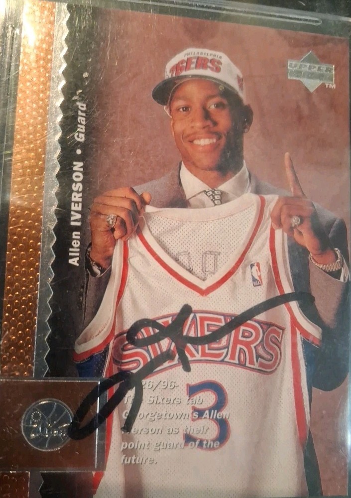 76ers Allen Iverson Authentic Signed 1996 Upper Deck #91