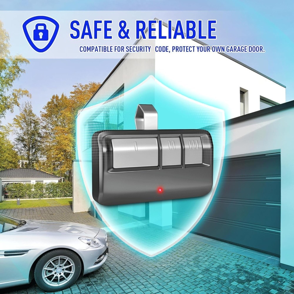 Elegant Universal Garage Door Remote with Visor Clip - 2 Pack, 3 Button Control