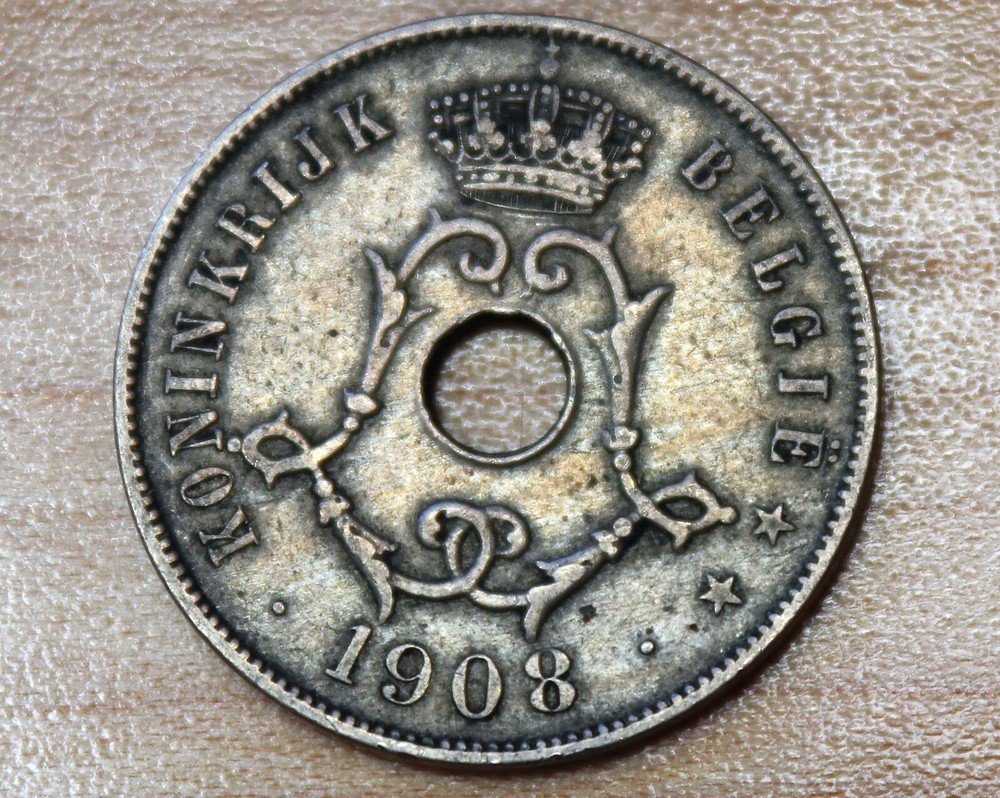 1908 Belgium 25 Centimes Dutch text
