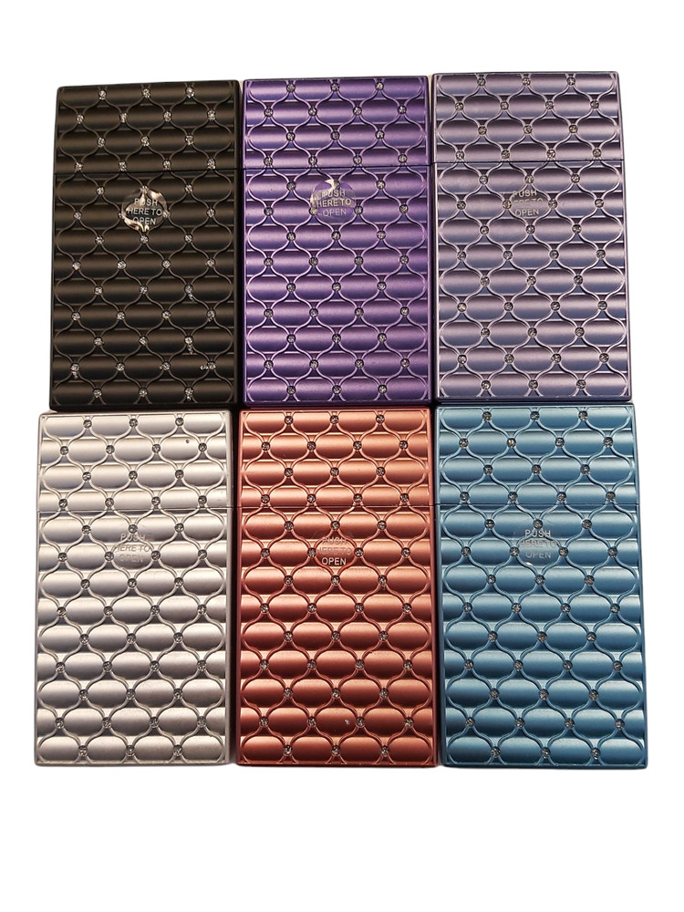 Eclipse Diamond Rhinestone Plastic Crushproof Cigarette Case, 2ct, 100s, 3117M20