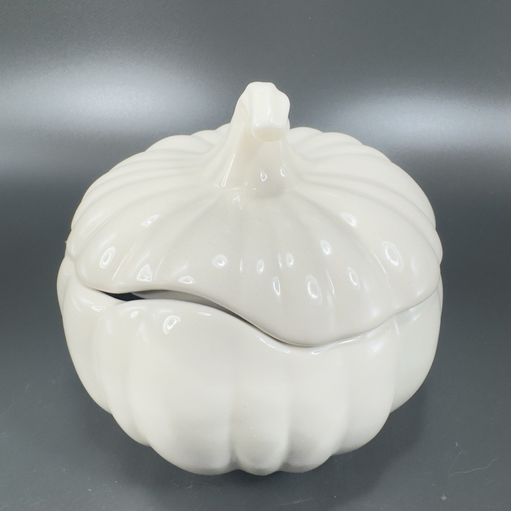 Home Interiors Stoneware Ceramic Pumpkin Shape Canister Cookie Jar Container