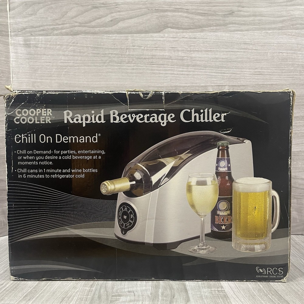 Cooper Cooler Rapid Beverage Chiller Dorm Tailgating Bottles Cans ChillOnDemand