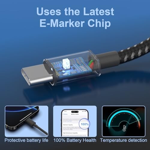 USB C Cable, 5Pack 6FT USB C to USB C Cable 60W(3A) Nylon Braided Type C Fast