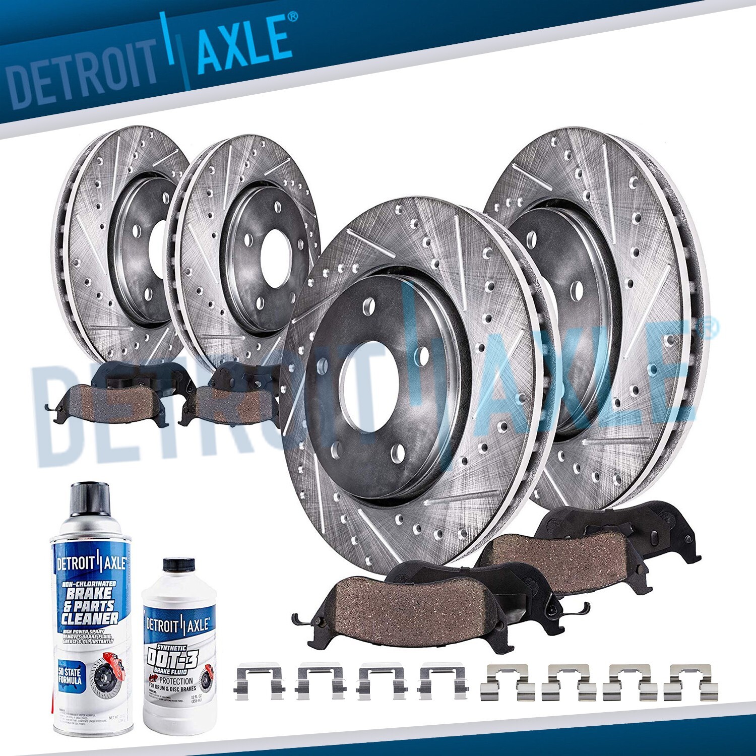 Front Rear Drilled Disc Rotors Brake Pads Kit for LaCrosse Regal Impala Malibu