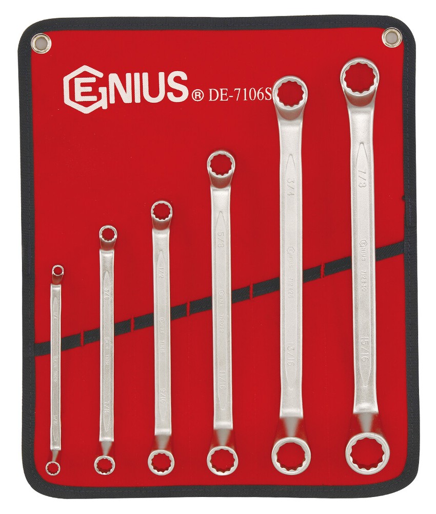 Genius Tools 6 Piece SAE Double Ended Offset Ring Wrench Set (Matte Finish) -...