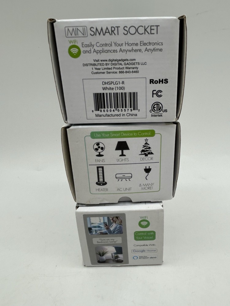 Smart Plug 3 Pack Wi-Fi Enabled Mini Smart Socket, Alexa, Google Home, set of 3