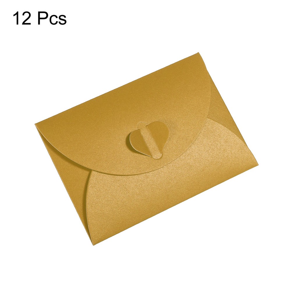 12pcs Gift Card Envelopes, Heart Shaped Clasp Mini Envelope Gold