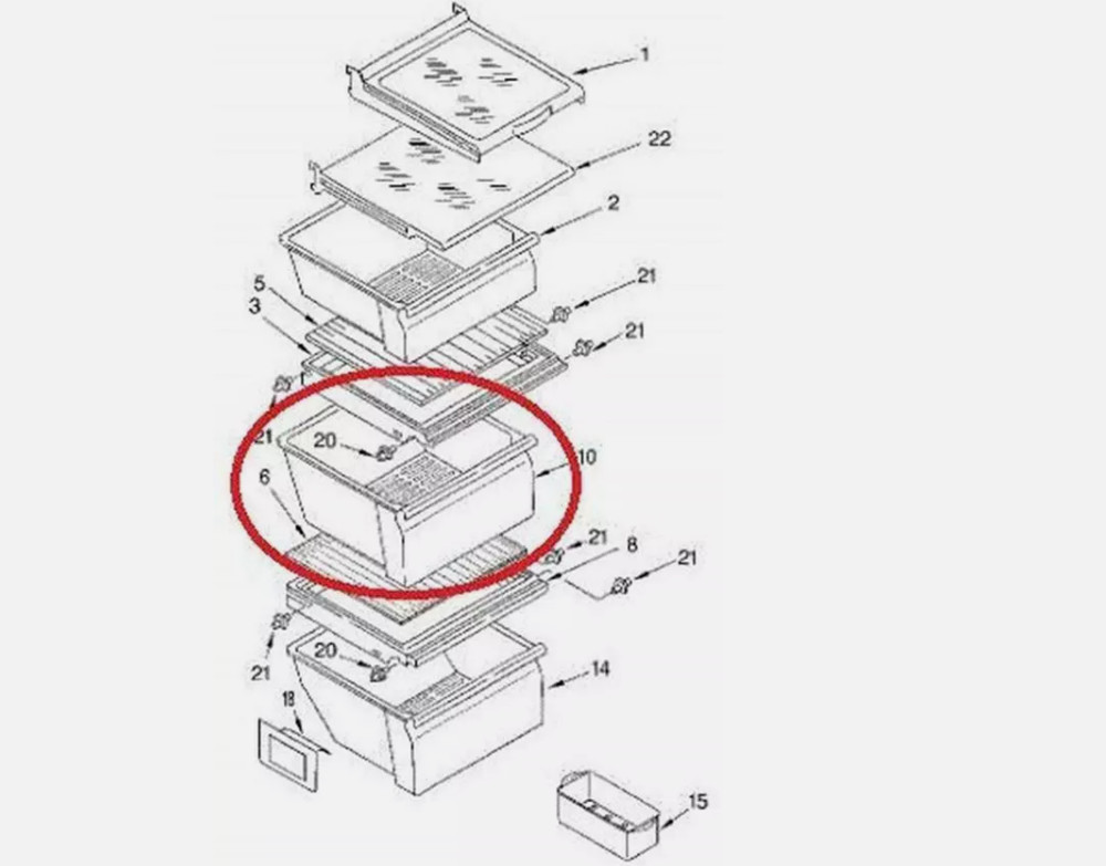 Compatible Upper Crisper Pan for Whirlpool Refrigerator WP2188656 2188656
