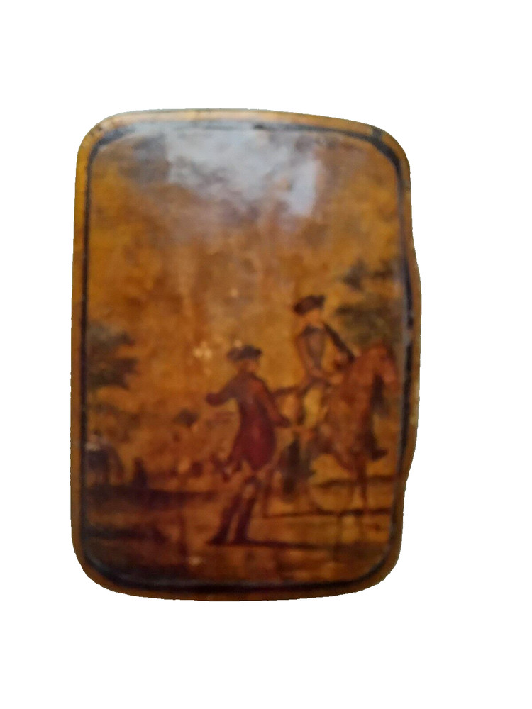 Antique lacquer hunt scene snuff box