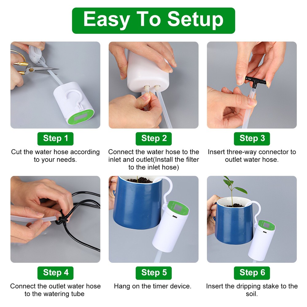 Rechargeable Automatic Watering Irrigation System With Timer Pump For 12 Plants
