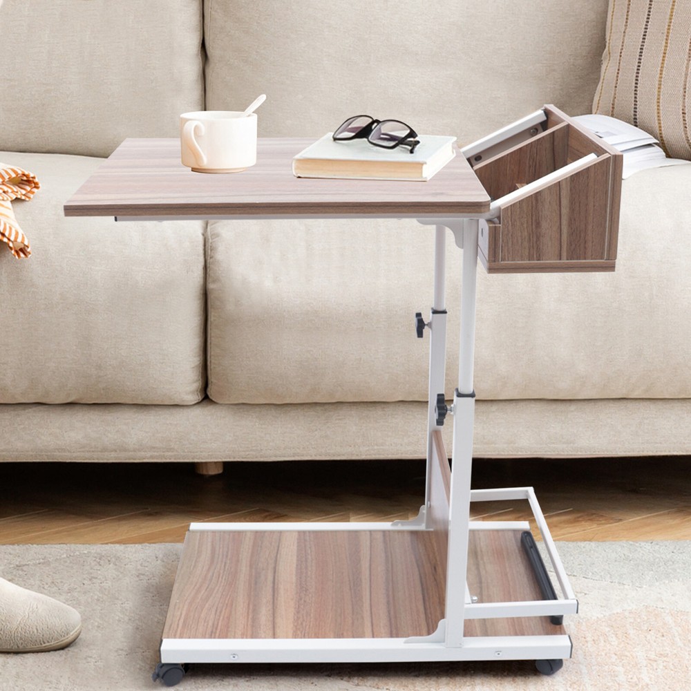 Adjustable Height Laptop Desk Rolling Bedside Table Computer Over Bed Standing