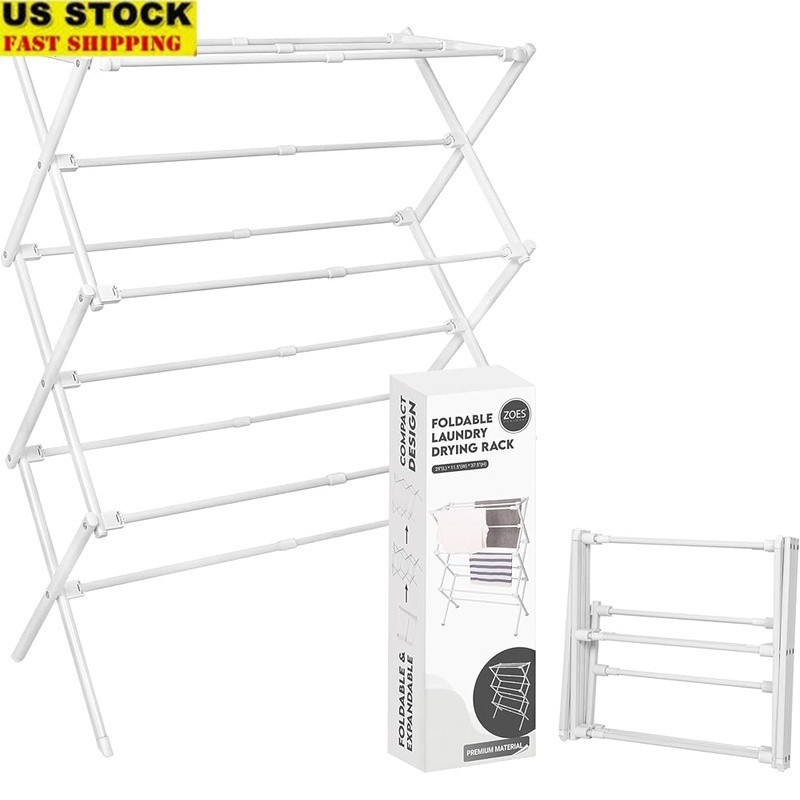 Durable Foldable Laundry Drying Rack Space Saving Compact Indoor Clothes Airer