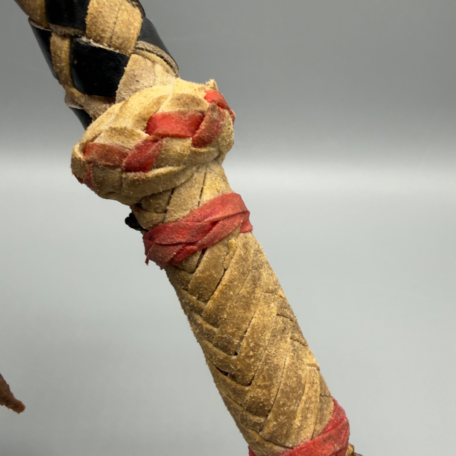 Vintage Western Leather Braided Horse Quirt Whip Cowboy Tack Rodeo Decor