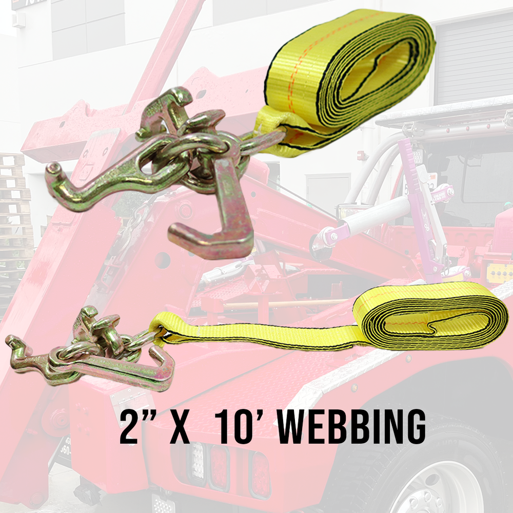Cluster Hook Strap 2" x 10' Towing Recovery Winch Strap G70 Hooks - RTJ Hooks