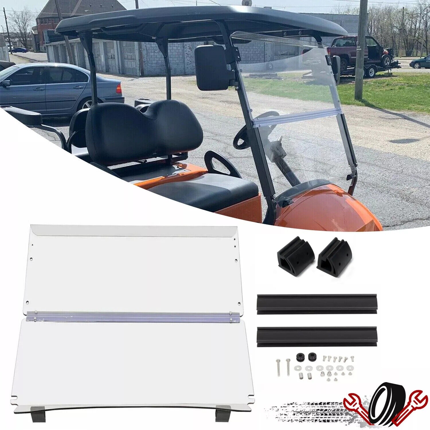 Clear Fold Windshield Golf Cart For Club Car Precedent 2004-UP 2014 Replacement